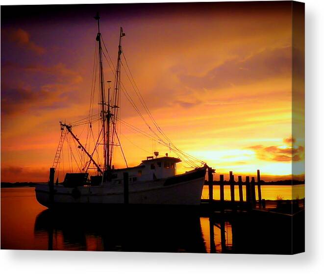 Shrimp Trawlers Canvas Print featuring the photograph Carolina Morning by Karen Wiles