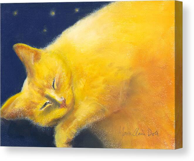 Pastel Painting Canvas Print featuring the painting Celestial Cat by Marie-Claire Dole