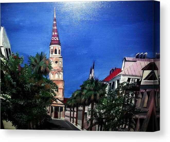 Church Canvas Print featuring the painting Charleston Church Street by Joetta Beauford