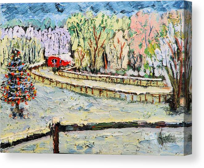 Christmas Canvas Print featuring the painting Christmas at Cissy's Farm by Michael Daniels