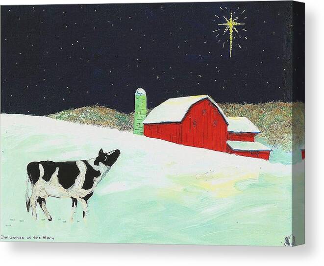 Christmas Canvas Print featuring the painting Christmas at the Barn by Jim Harris