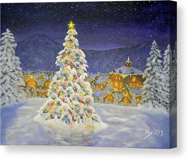 Christmas Canvas Print featuring the painting Christmas in the Valley by Ray Nutaitis