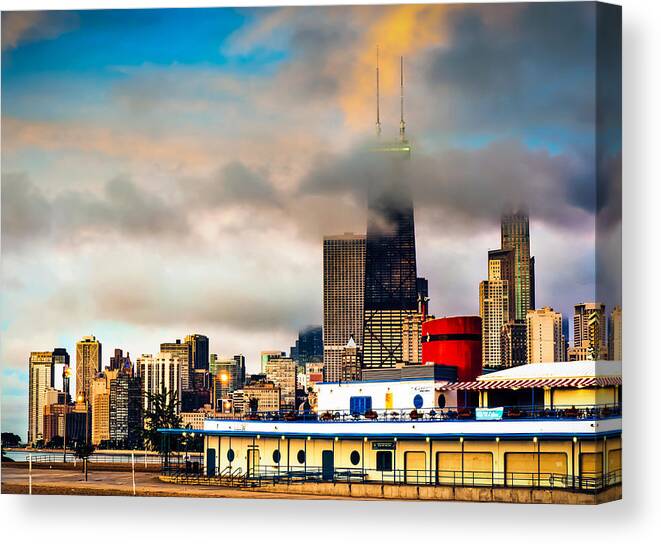 Chicago Skyline Canvas Print featuring the photograph Clouds Over the Windy City - Chicago Skyline by Gregory Ballos