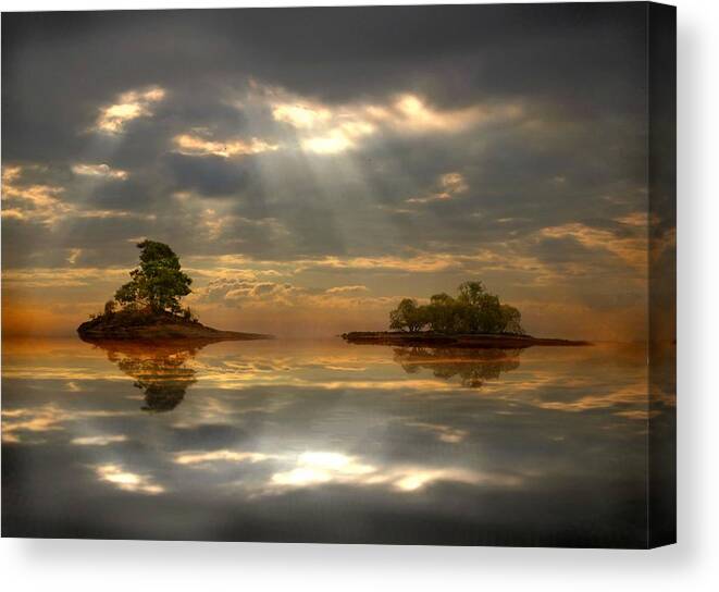 Dreamy Landscape Canvas Print featuring the digital art Cloudy afternoon by Lilia D