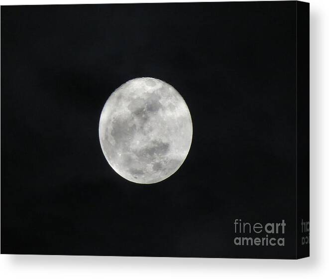 Moon Night Space Full Canvas Print featuring the photograph Cloudy Moon by Jon Munson II