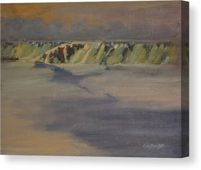 Cohoes Falls Canvas Print featuring the painting Cohoes Falls In Winter by Len Stomski