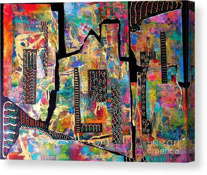 Non Objective Design Canvas Print featuring the mixed media Color Abounds by Genie Morgan