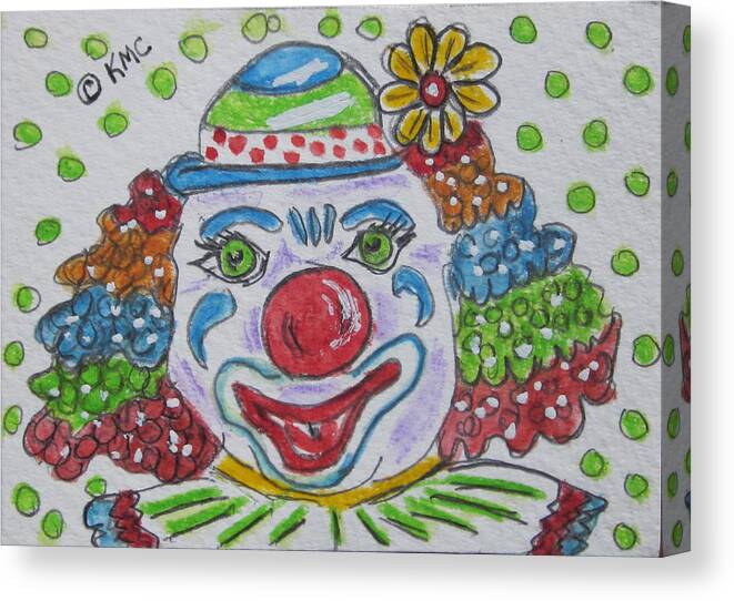 Colorful Canvas Print featuring the painting Colorful Clown by Kathy Marrs Chandler