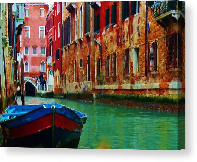 The Row Boat Canvas Print featuring the photograph Colorful Relics of Venice by Jan Moore