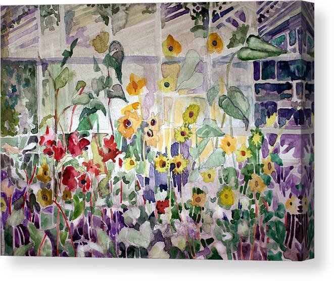 Nature Canvas Print featuring the painting Conservatory Sunflowers by Mindy Newman