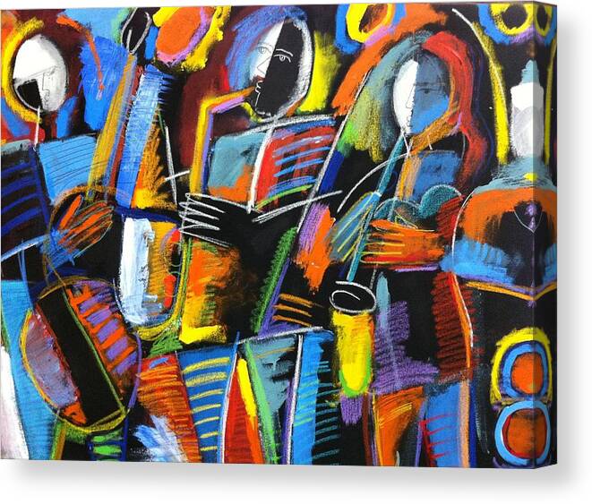 Abstract Jazz Canvas Print featuring the painting Cosmic Birth of Jazz by Gerry High