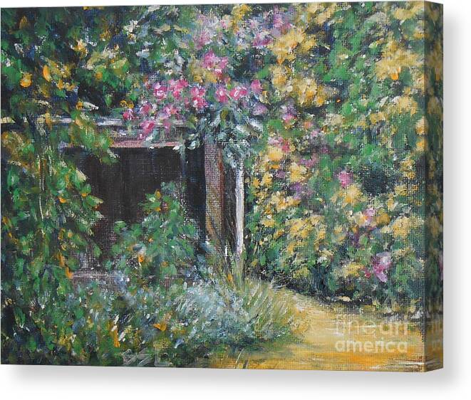 Landscape Canvas Print featuring the painting Cottage Garden 4 by Jane See