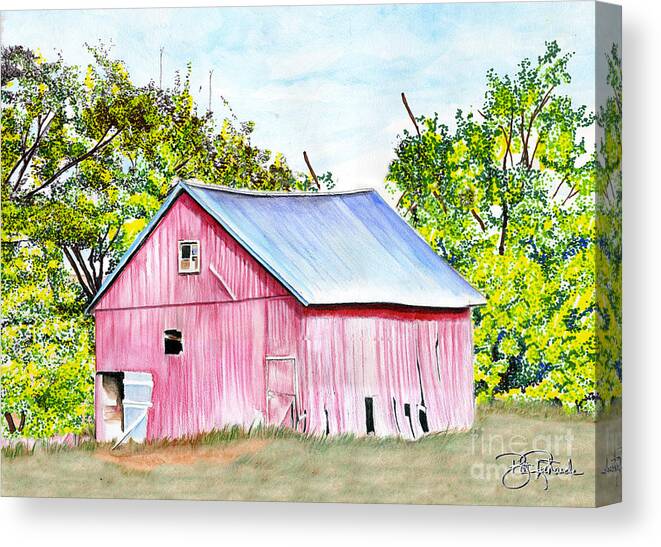 Barn Canvas Print featuring the drawing Country Barn by Bill Richards