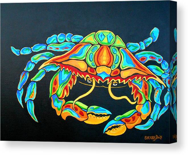 Crab Canvas Print featuring the painting Crabby by Sherry Dole