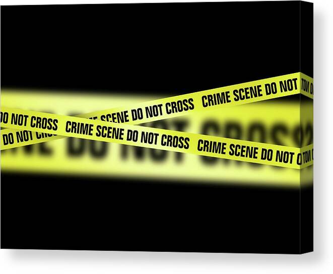 Black Background Canvas Print featuring the digital art Crime Scene Tape, Artwork by Victor Habbick Visions