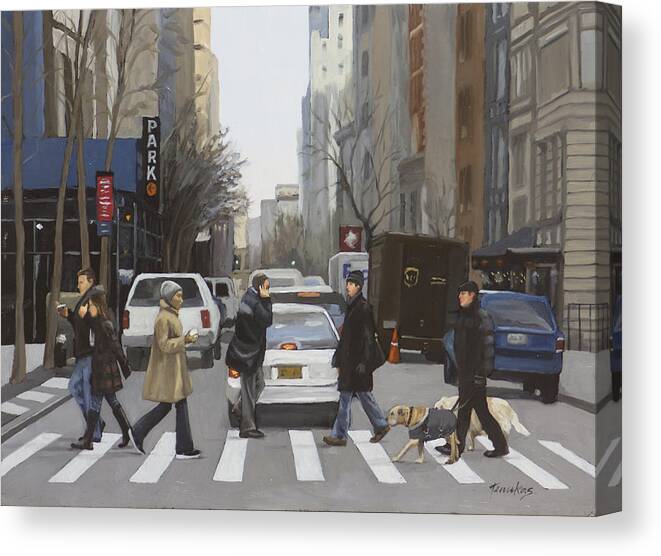 Street Canvas Print featuring the painting Crosswalk by Linda Tenukas