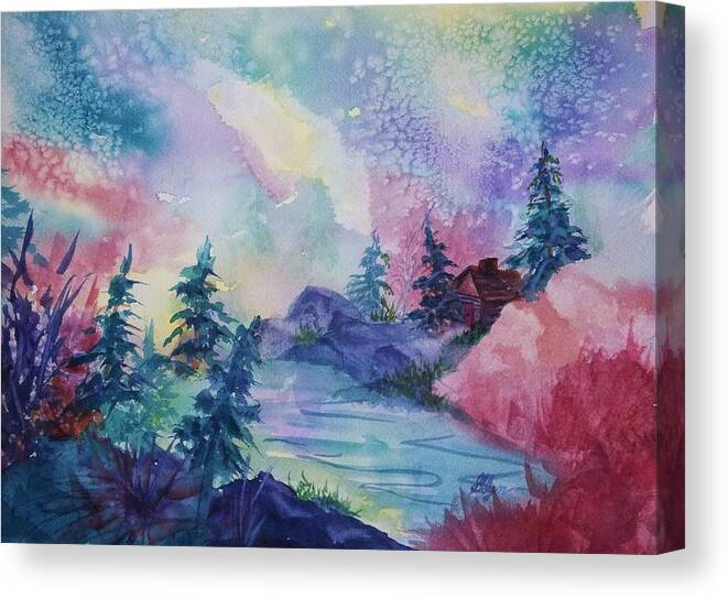 Aurora Canvas Print featuring the painting Dancing Lights II by Ellen Levinson