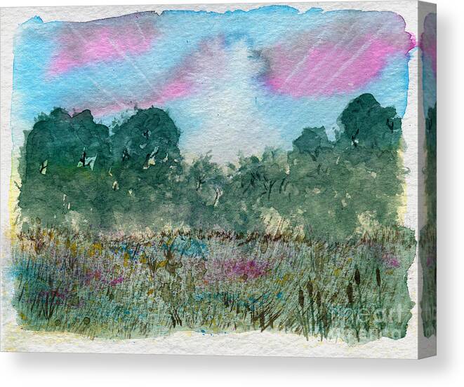 Landscape Canvas Print featuring the painting Dawn on the Marsh by R Kyllo