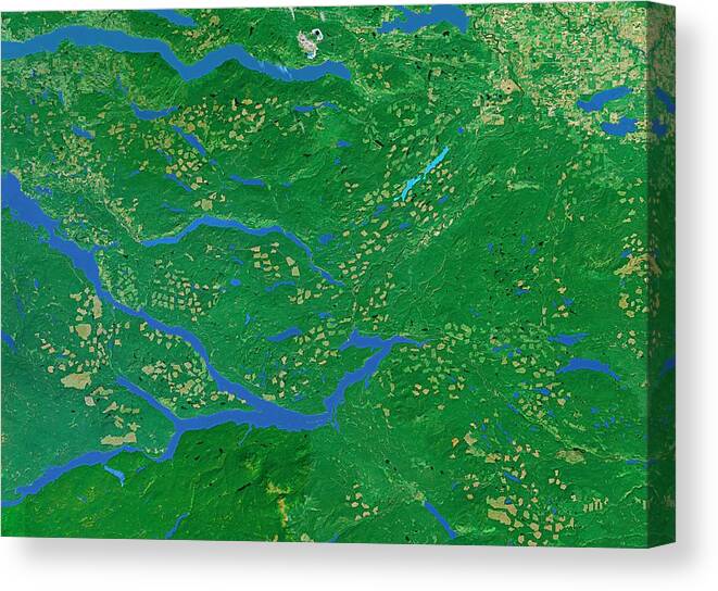 Deforestation Canvas Print featuring the photograph Deforestation In Canada by Worldsat International/science Photo Library