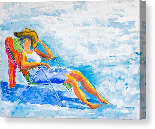 Nature Canvas Print featuring the painting Dena at the Beach by Walt Brodis