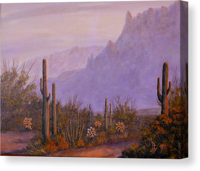 Acrylic Canvas Print featuring the painting Desert Dusk by Ray Nutaitis