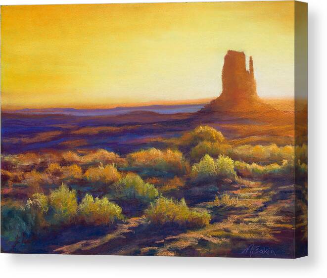 Monument Valley Canvas Print featuring the painting Desert Morning by Marjie Eakin-Petty