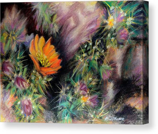 Desert Canvas Print featuring the pastel Desert Spring Impression of  Pastel by Antonia Citrino