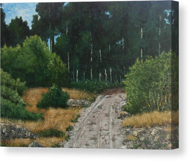 Park Canvas Print featuring the painting Dinosaur Park road by Frank Morrison
