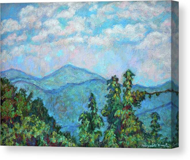 Kendall Kessler Canvas Print featuring the painting Distant View of Peaks of Otter by Kendall Kessler