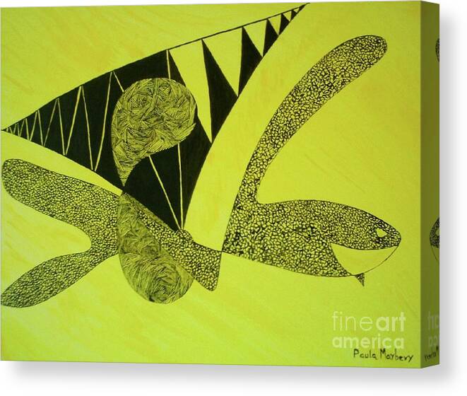 Abstract Canvas Print featuring the painting Doodlewat3 by Paula Maybery