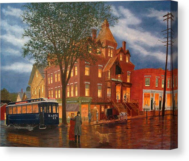 Landscape Canvas Print featuring the painting Downtown Bristol by Rick Fitzsimons