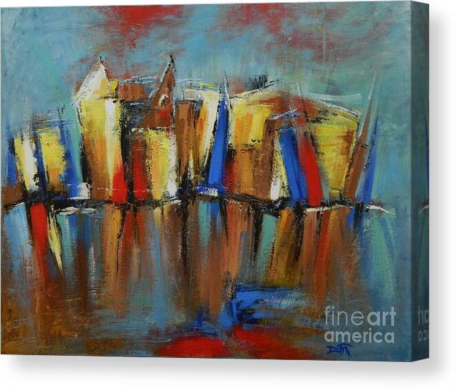 City Canvas Print featuring the painting Downtown by Dan Campbell
