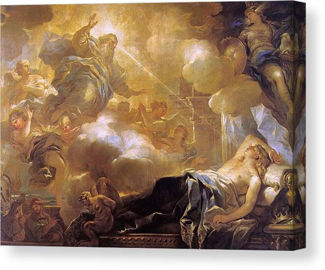 Luca Giordano Canvas Print featuring the painting Dream of Solomon by Luca Giordano