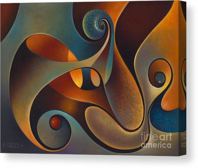 Scrolls Canvas Print featuring the painting Dynmaic Series #14 by Ricardo Chavez-Mendez