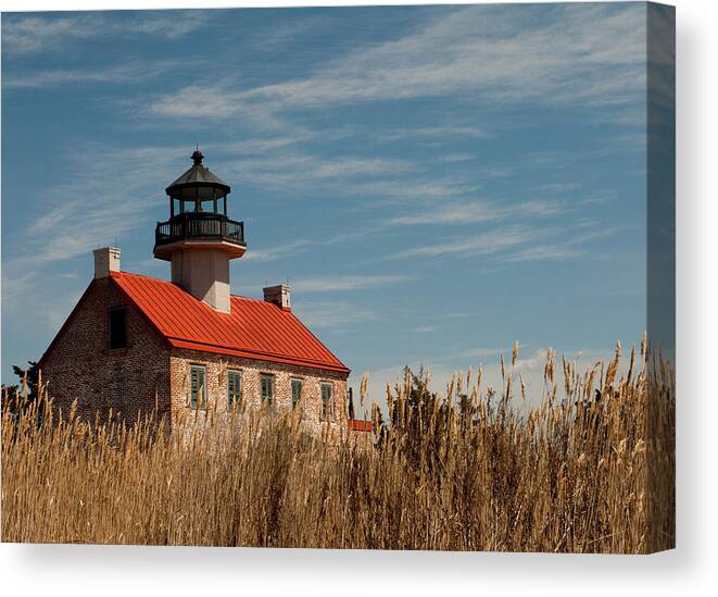Lighthouse Canvas Print featuring the photograph East Point Across the Marsh by Kristia Adams