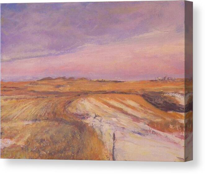 Evening Canvas Print featuring the painting Edge of the Field by Helen Campbell