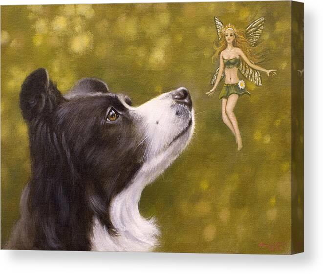 Dog Paintings Canvas Print featuring the painting Faerie tales II by John Silver