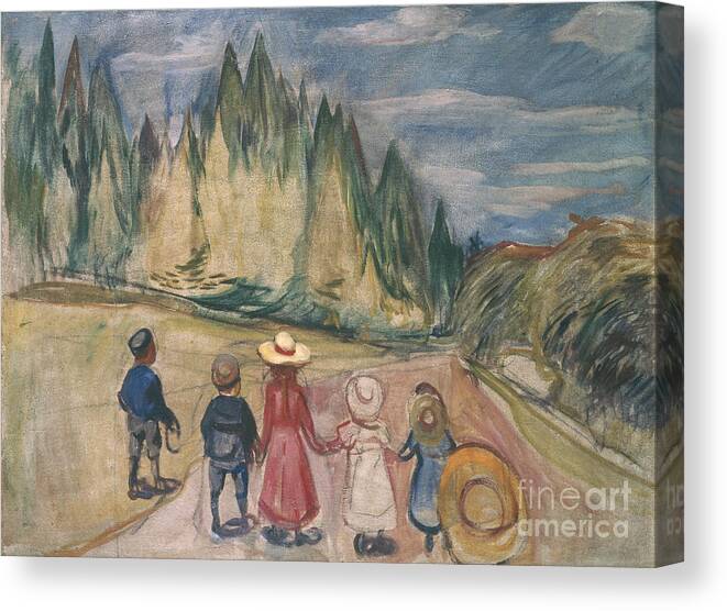 Edvard Munch Canvas Print featuring the painting Fairy-tale forest by Edvard Munch