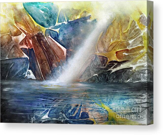 Falls Canvas Print featuring the painting Falls in the Rocks by Allison Ashton