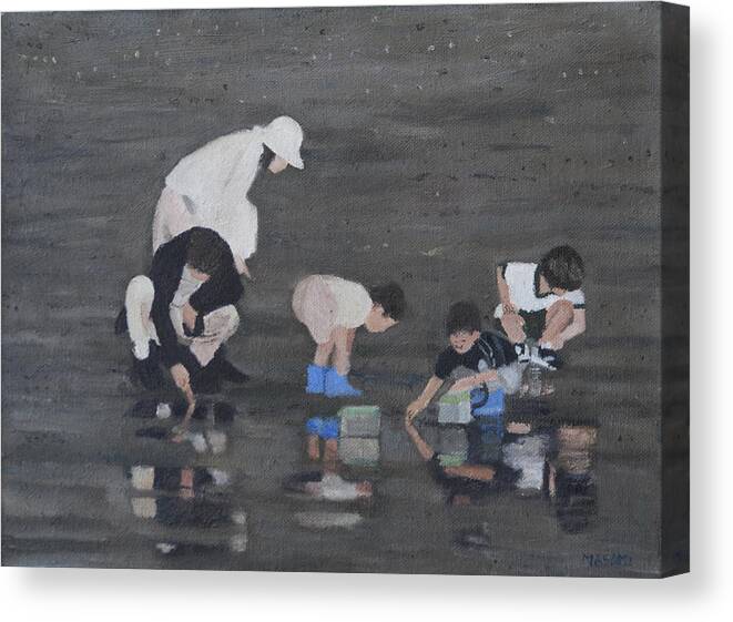 Beach Canvas Print featuring the painting Family Excursion by Masami Iida