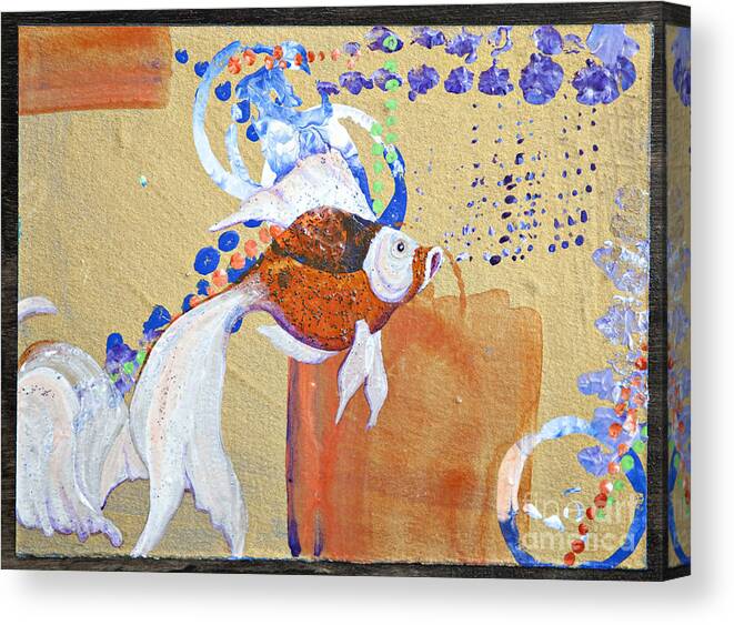 Abstract Canvas Print featuring the painting Fancy Goldfish Abstract by Tracy L Teeter 