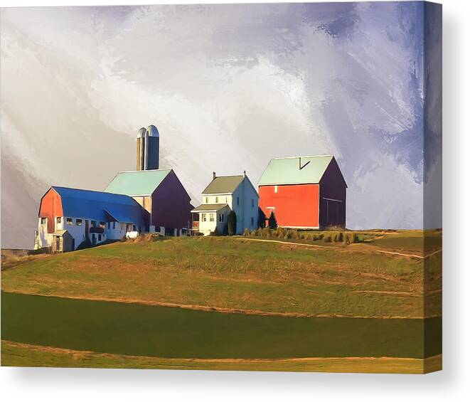 Farm Canvas Print featuring the painting Farm in Autumn by Dominic Piperata