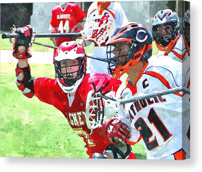 Lacrosse Canvas Print featuring the mixed media Fast Break 8 by James Spears