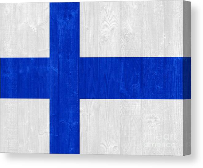 Finland Canvas Print featuring the photograph Finland flag by Luis Alvarenga
