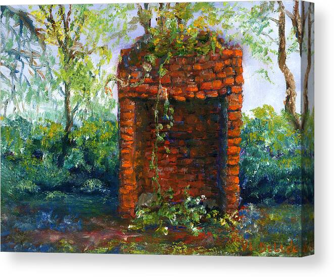 Fireplace Canvas Print featuring the painting Fireplace at Melrose Plantation Louisiana by Lenora De Lude