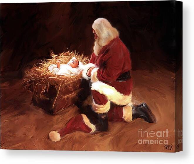 Santa Canvas Print featuring the painting First Christmas by Mark Spears