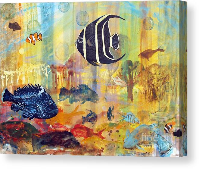 Fishes Canvas Print featuring the painting Fishes by Robin Pedrero