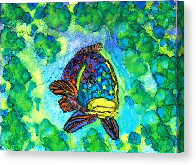 Landscape Canvas Print featuring the painting Fishy by Kelly Dallas