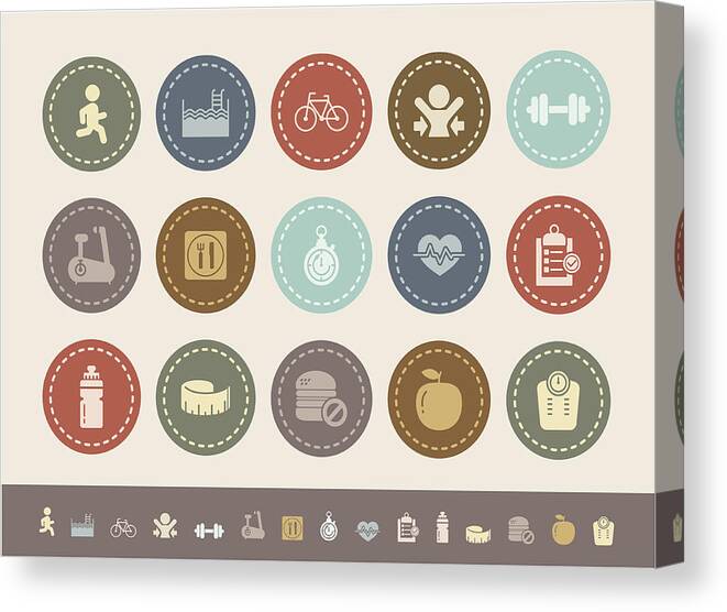 Inch Canvas Print featuring the drawing Fitness Icons by Fairywong