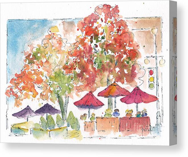Impressionism Canvas Print featuring the painting Flamboyant Fall Color by Pat Katz
